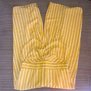 yellow and white striped jumpsuit